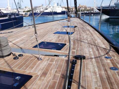 Teak deck of a large sailing yacht after cleaning – SailorOne